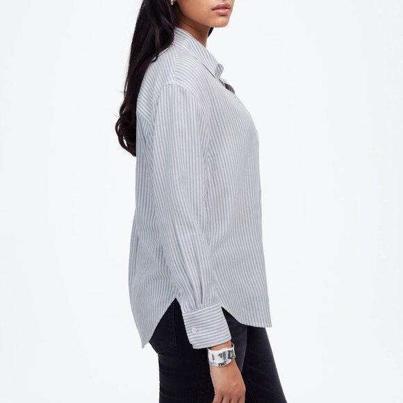 [NWT] Madewell Drapey Long-Sleeve Popover Shirt in Stripe - Picture 5 of 6